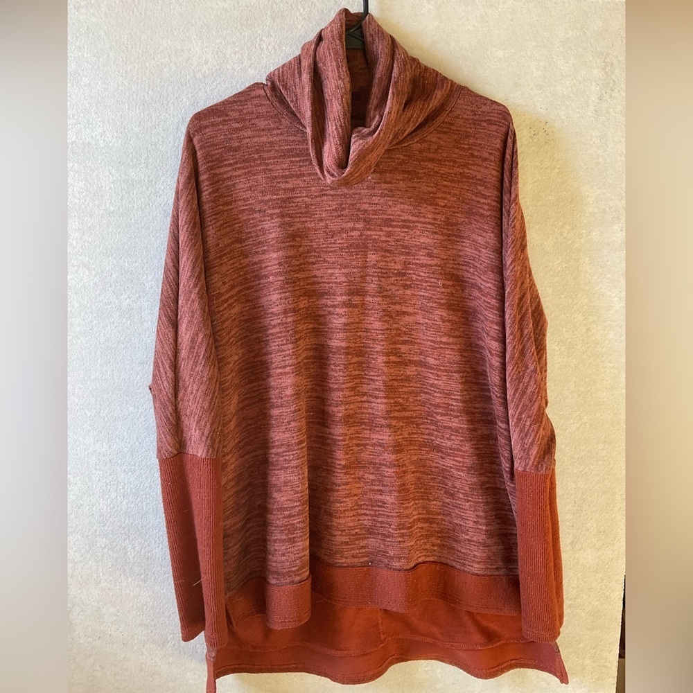 Women's Cozy Cowl Neck Sweater - Rust. Size 2X